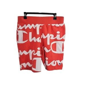 Champion Large Reverse Weave All Over Script Print Logo Cut Off Shorts